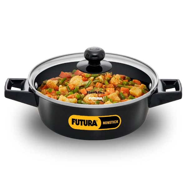 Hawkins Futura 2 Litre Non Stick Saucepan with Glass Lid