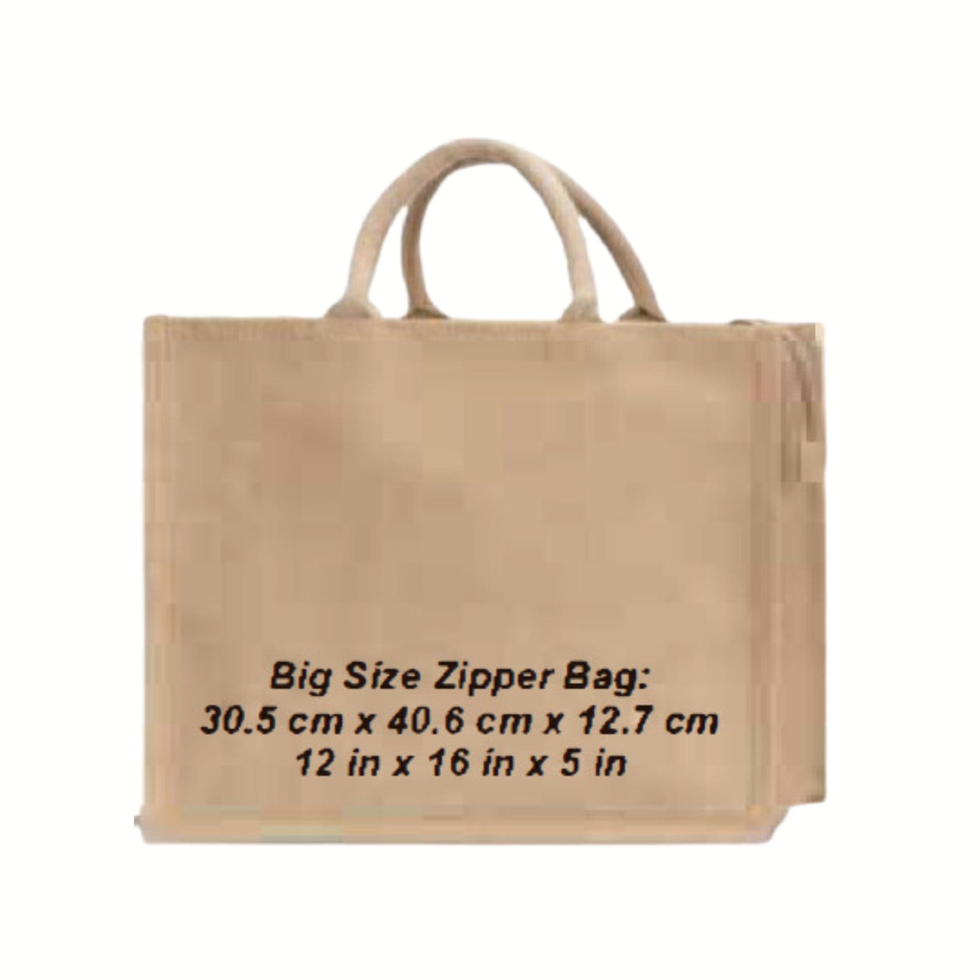 Zipper Natural Jute Bags Big