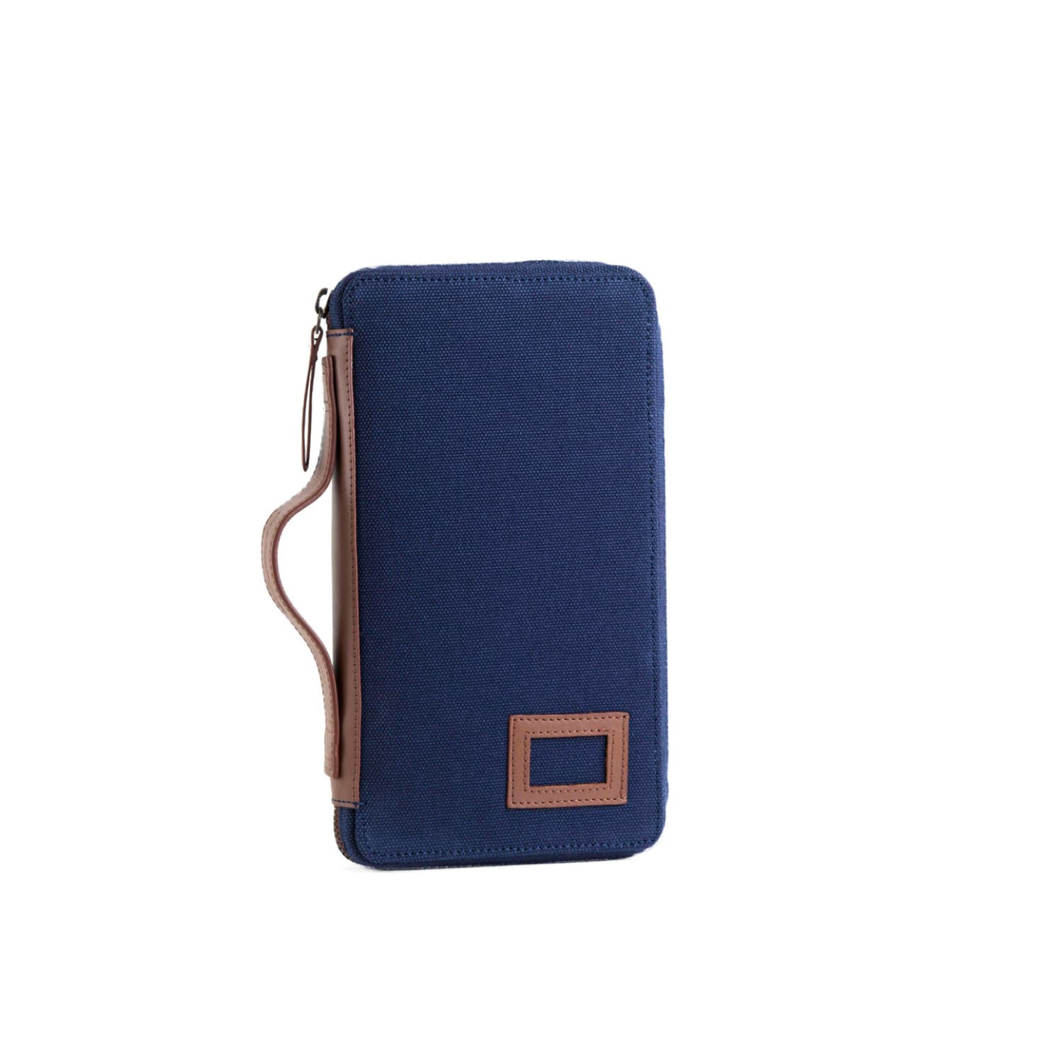 Leather Chef Bank Organiser Blue Canvas + Tan Leather