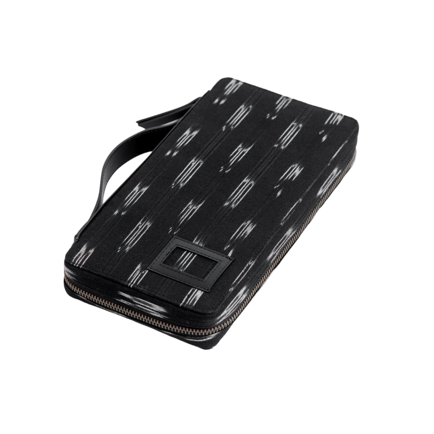 Leather Chef Bank Organiser Black Ikat + Black Leather