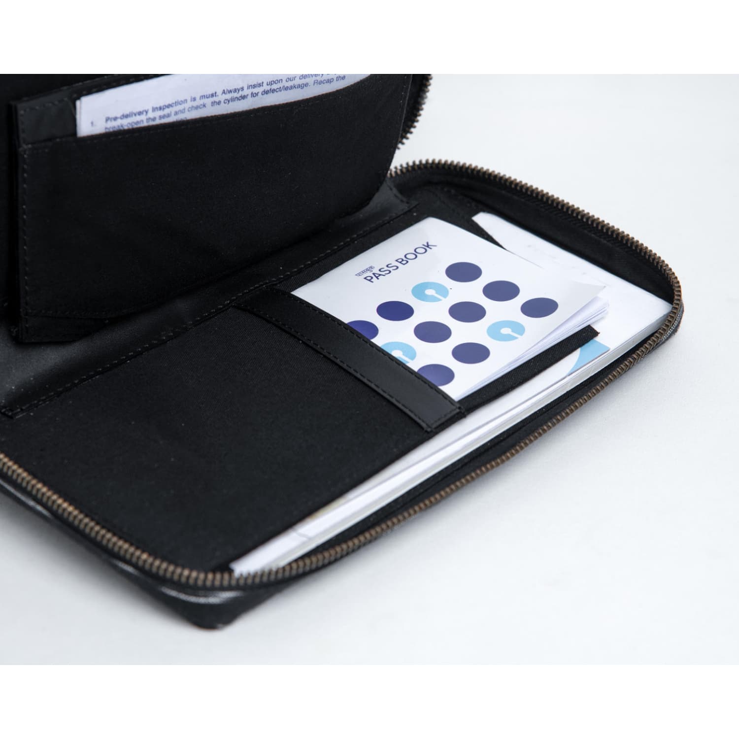 Leather Chef Bank Organiser Black Ikat + Black Leather