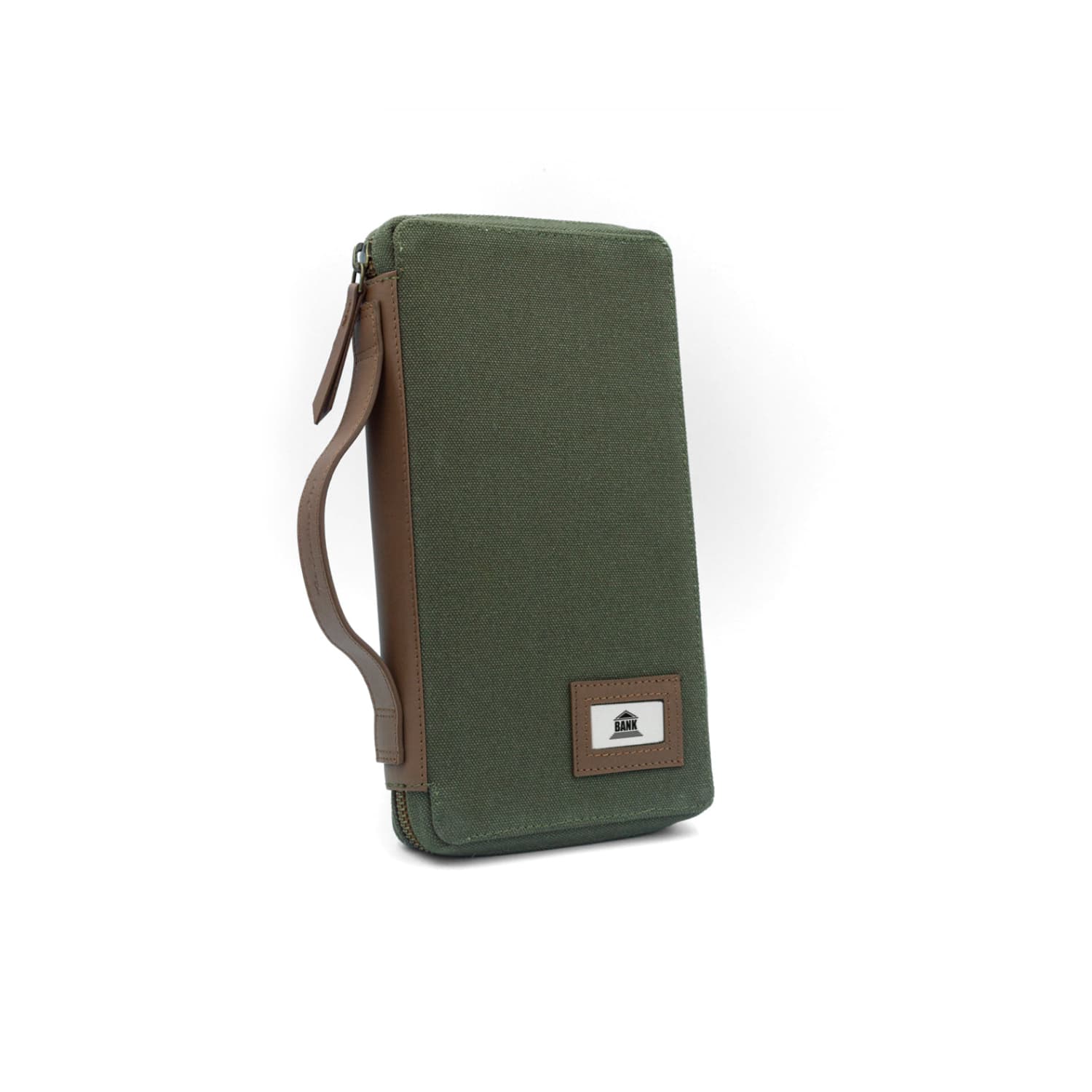 Leather Chef Bank Organiser Green Canvas + Tan Leather