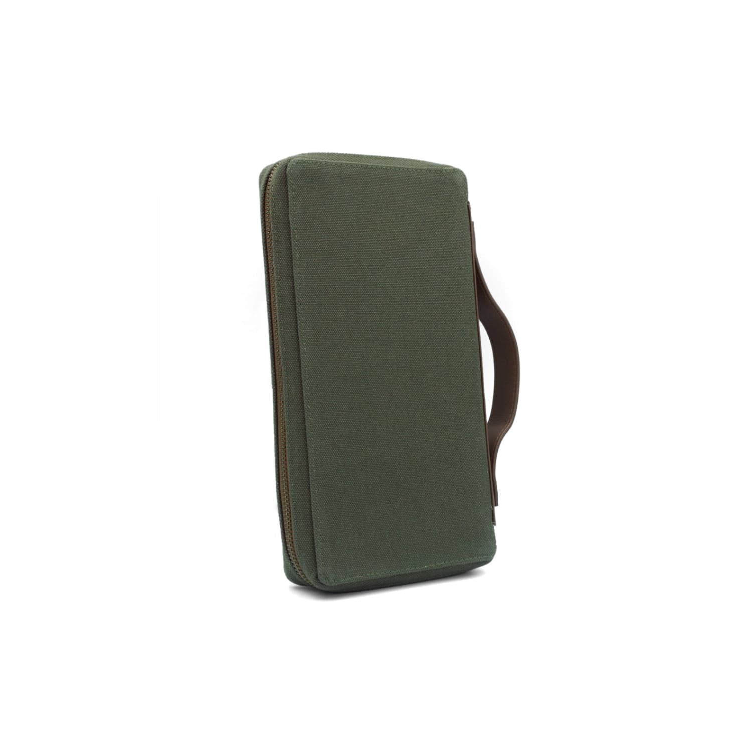 Leather Chef Bank Organiser Green Canvas + Tan Leather