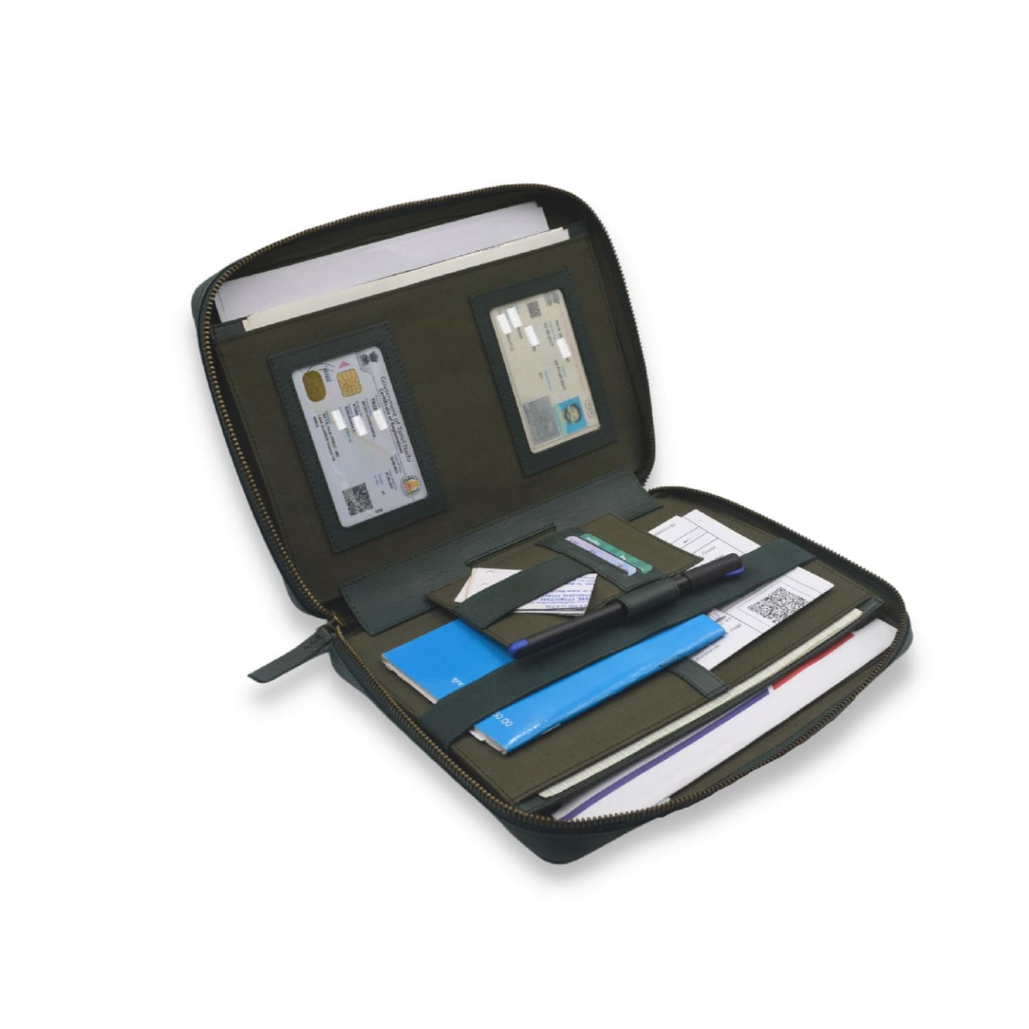 Leather Chef Car Document Holder Army Green