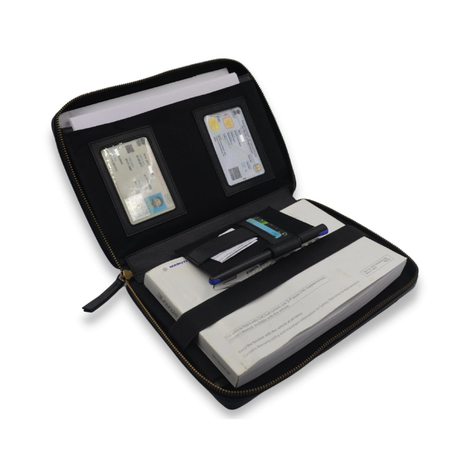 Leather Chef Car Document Holder Black