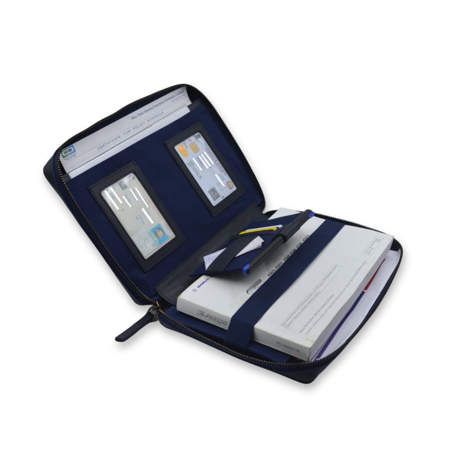 Leather Chef Car Document Holder Charcoal Blue