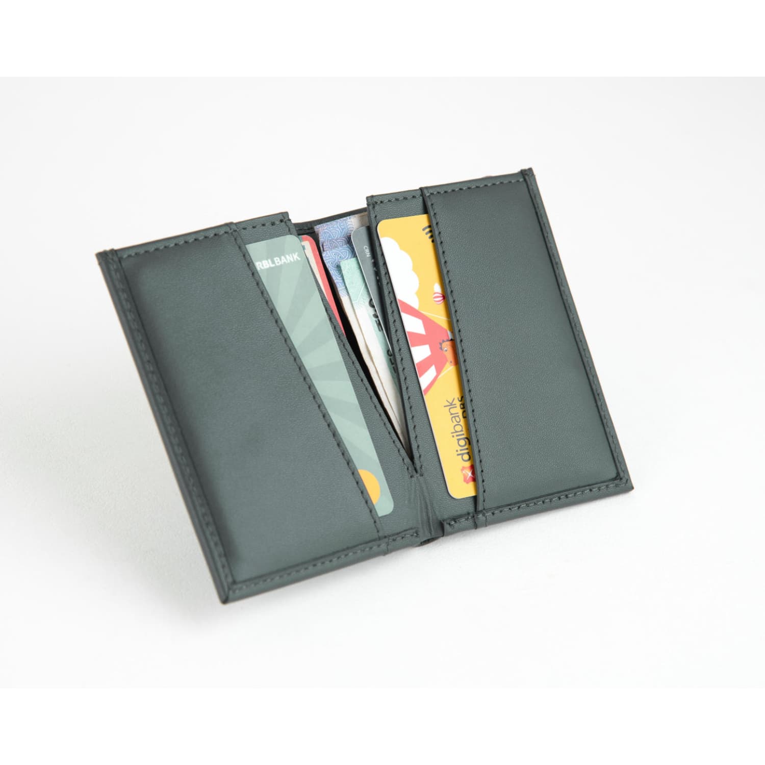 Leather Chef Mini Wallet Army Green