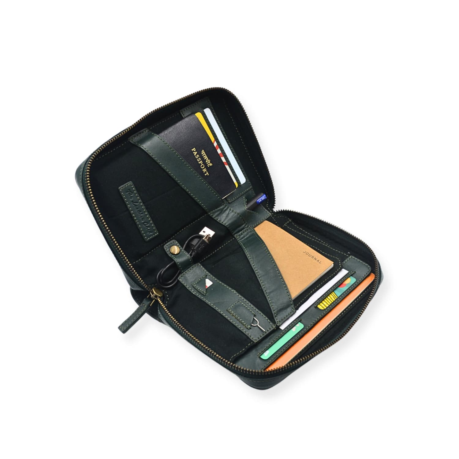 Leather Chef Nomad Passport Organiser Army Green (Full Leather)