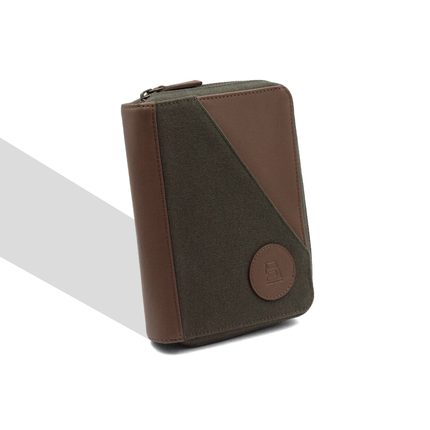 Leather Chef Nomad Passport Organiser Green Canvas + Tan Leather