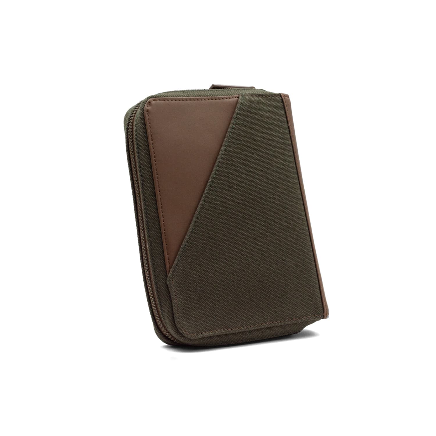 Leather Chef Nomad Passport Organiser Green Canvas + Tan Leather