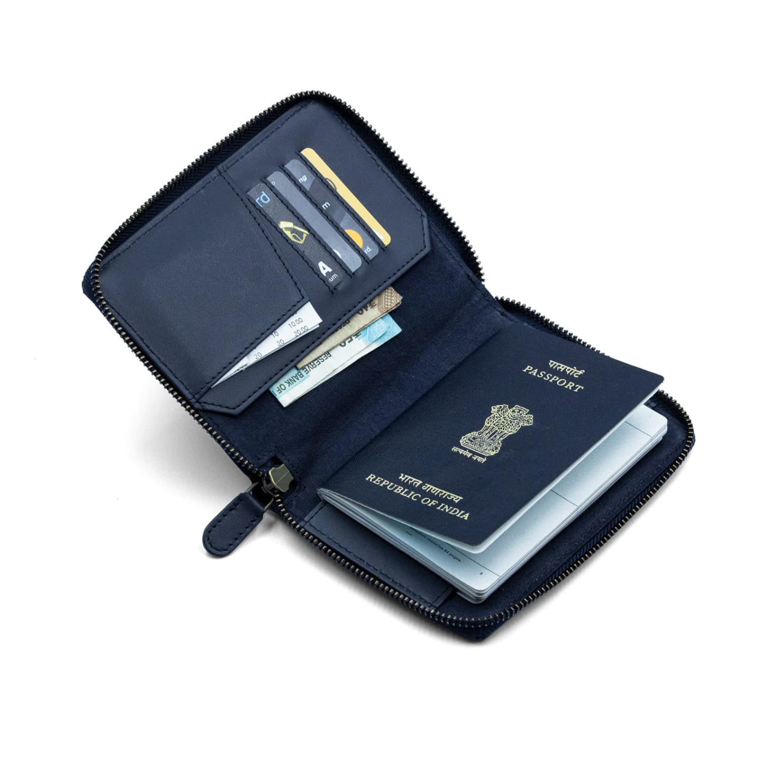 Leather Chef Travel Wallet Midnight Blue