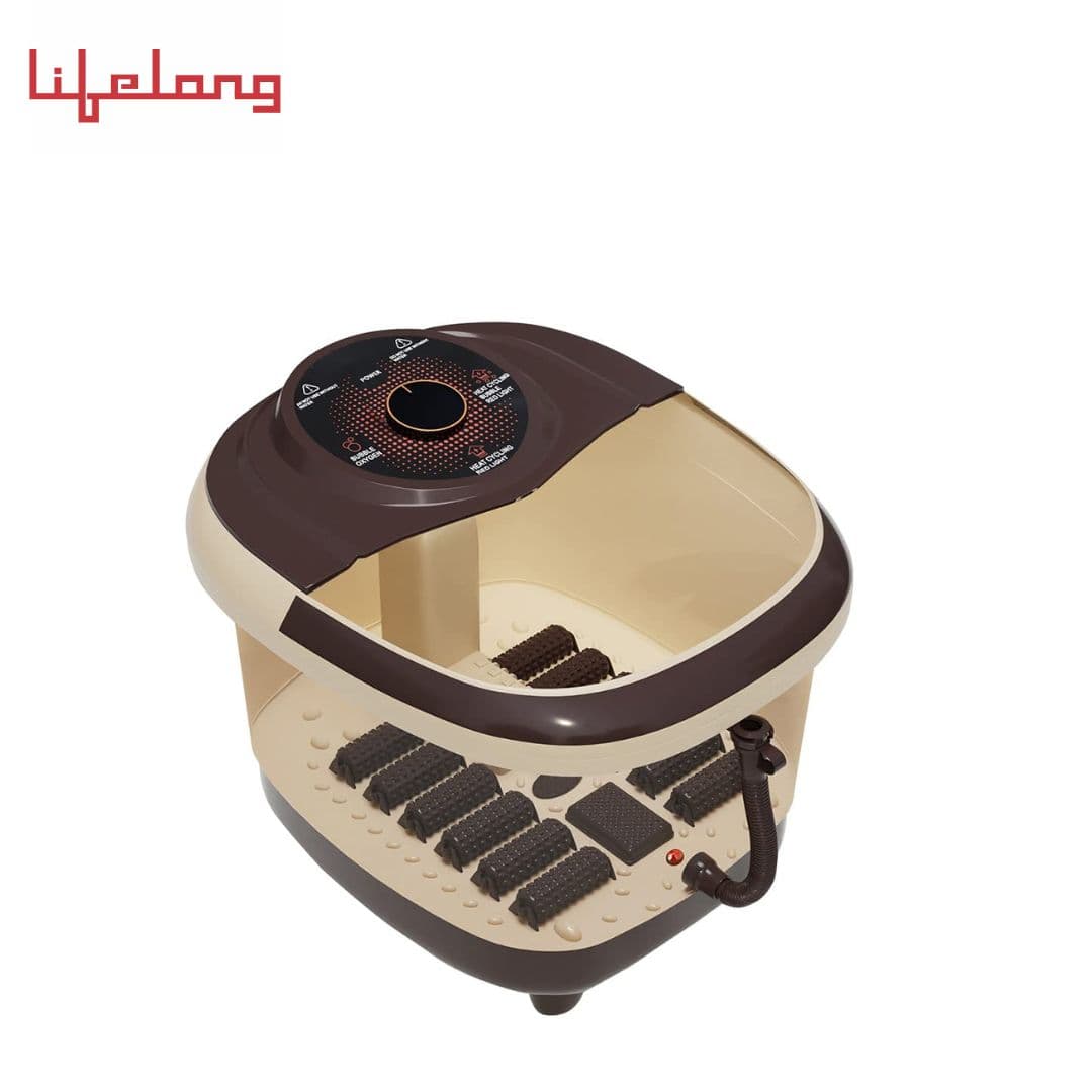 Lifelong LLM405 Foot Spa Massager with 12 Rollers with Water Heating Function, Digital Panel, Bubble Bath for Pedicure, Pain Relief & Foot Care (1 Year Warranty)