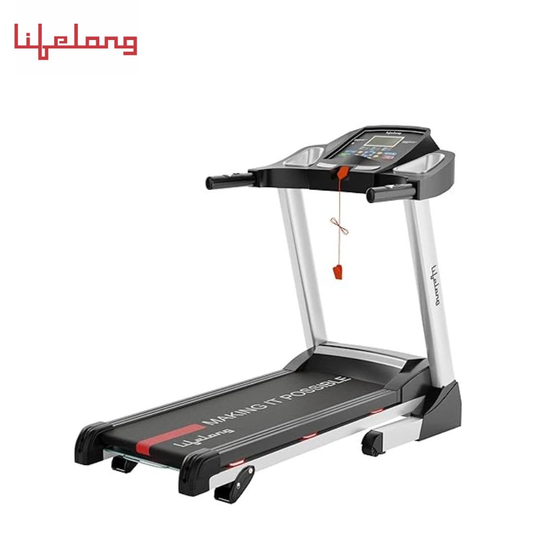 Lifelong LLTM153 Fit Pro 4.5 HP Peak Motorised with LCD Display, Max Speed 14km/hr| Max User Weight 110Kg, Heart Rate Sensor, Manual Incline, Speaker|Treadmill for Home
