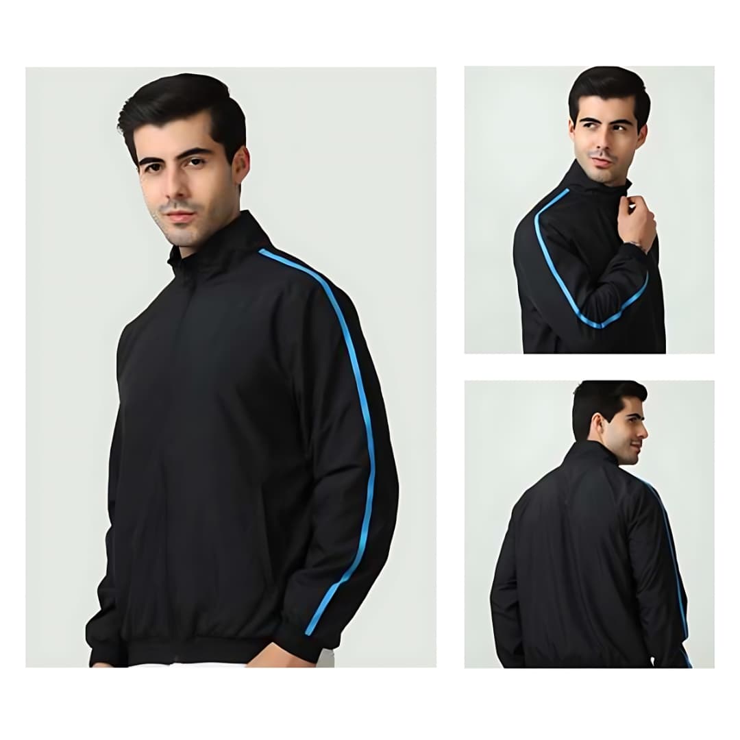Marks & Spencer Black Jacket with Blue Piping - Stylish Outerwear