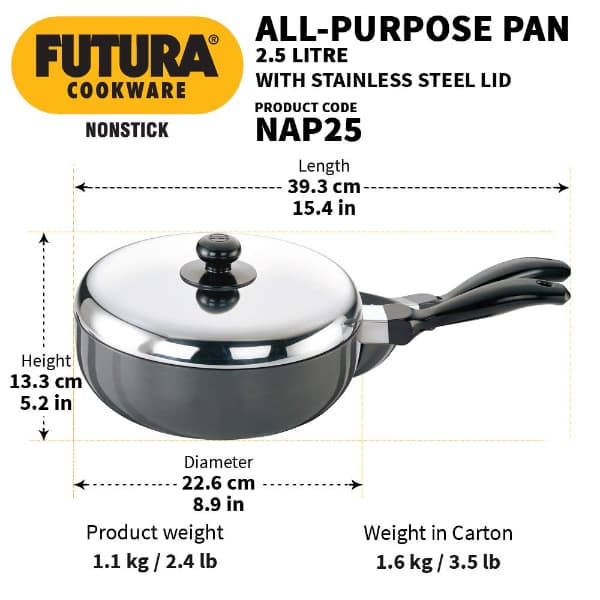 Hawkins Nonstick Pan 2.5L with Stainless Steel Lid