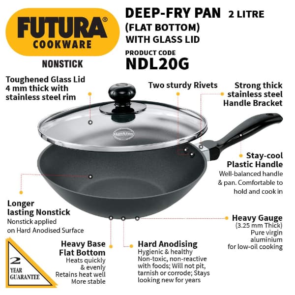 Hawkins Flat Bottom Stir-Fry Pan with Glass lid