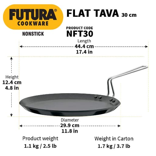 Hawkins Futura 30cm Non Stick Tawa with Stainless Steel Handle