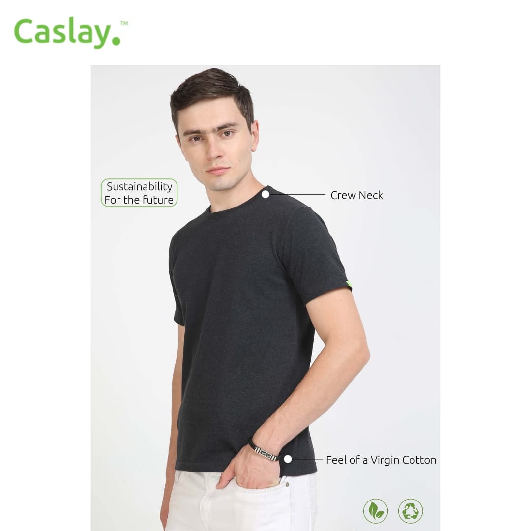 Caslay Crew Neck T-Shirts - Charcoal Melange