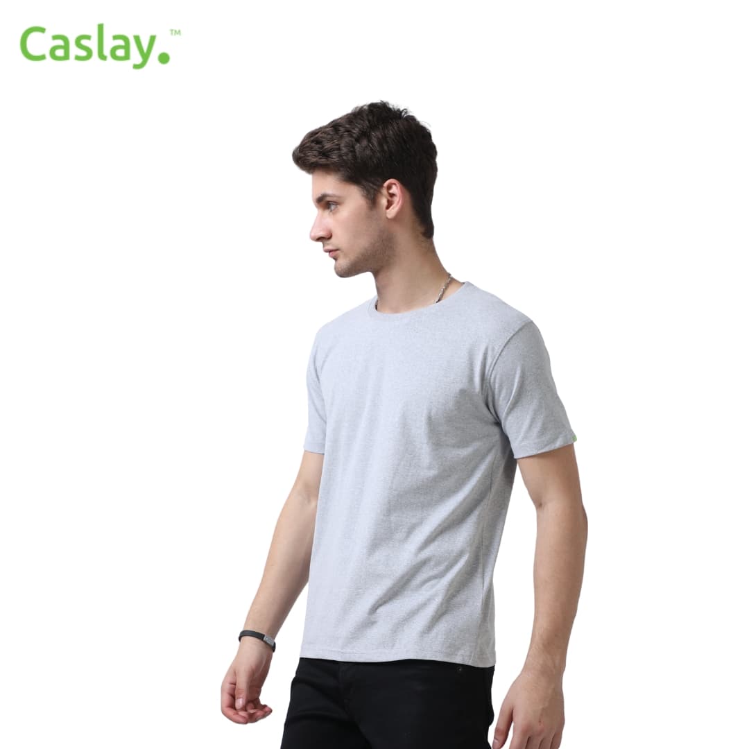 Caslay Crew Neck T-Shirts - Grey Melange
