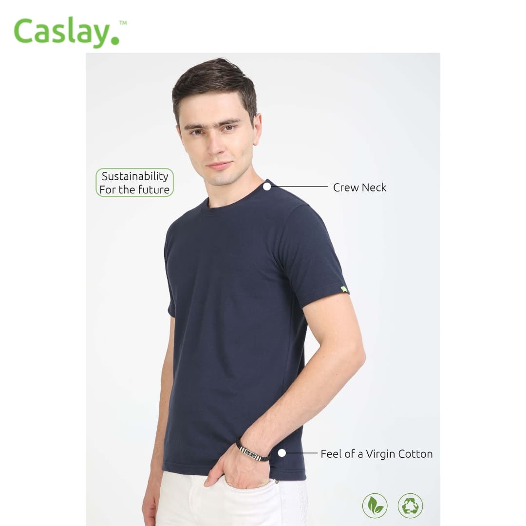 Caslay Crew Neck T-Shirts - Navy Blue