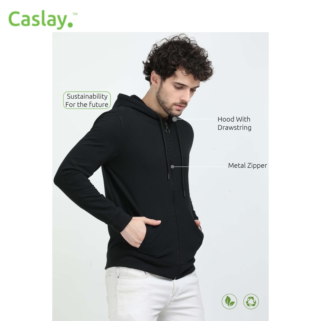 Caslay Hoodie withzip - Black