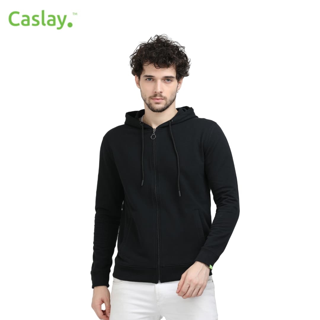 Caslay Hoodie withzip - Charcoal Melange