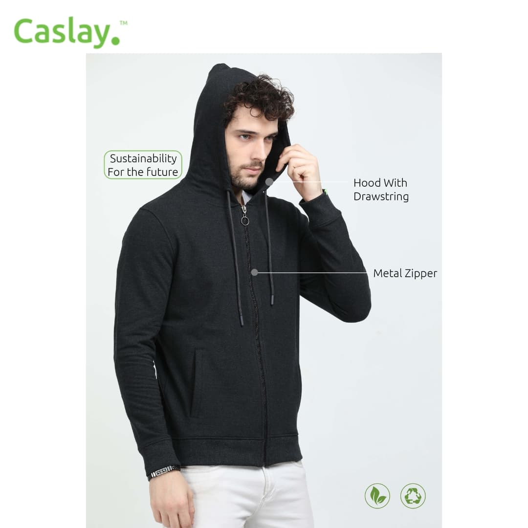 Caslay Hoodie withzip - Charcoal Melange