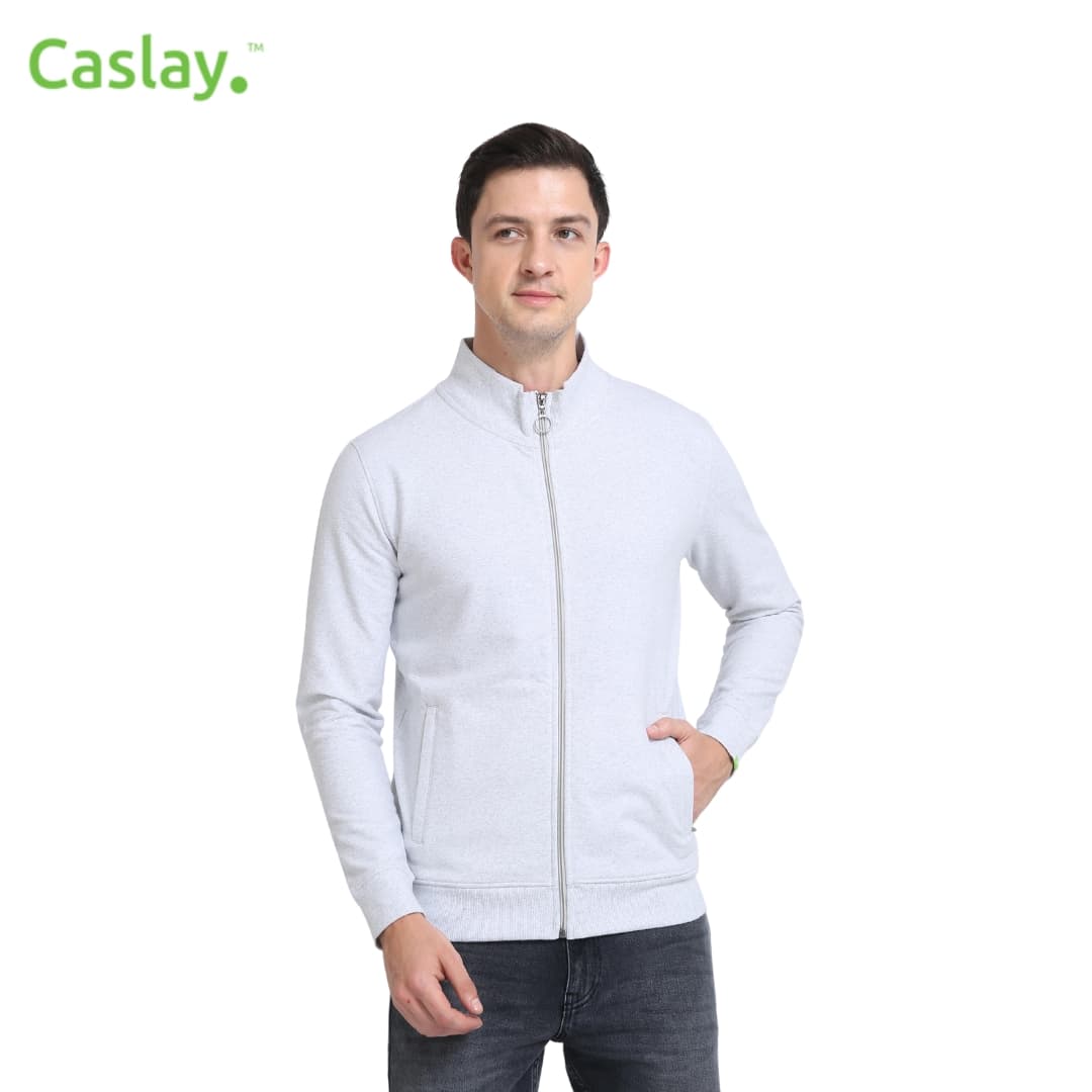 Caslay Highneck Jacket - White Melange