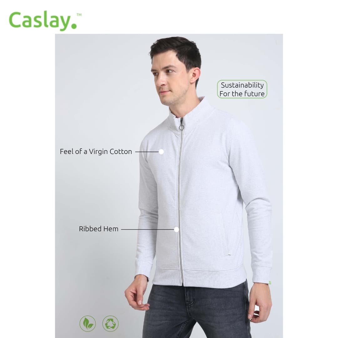Caslay Highneck Jacket - White Melange