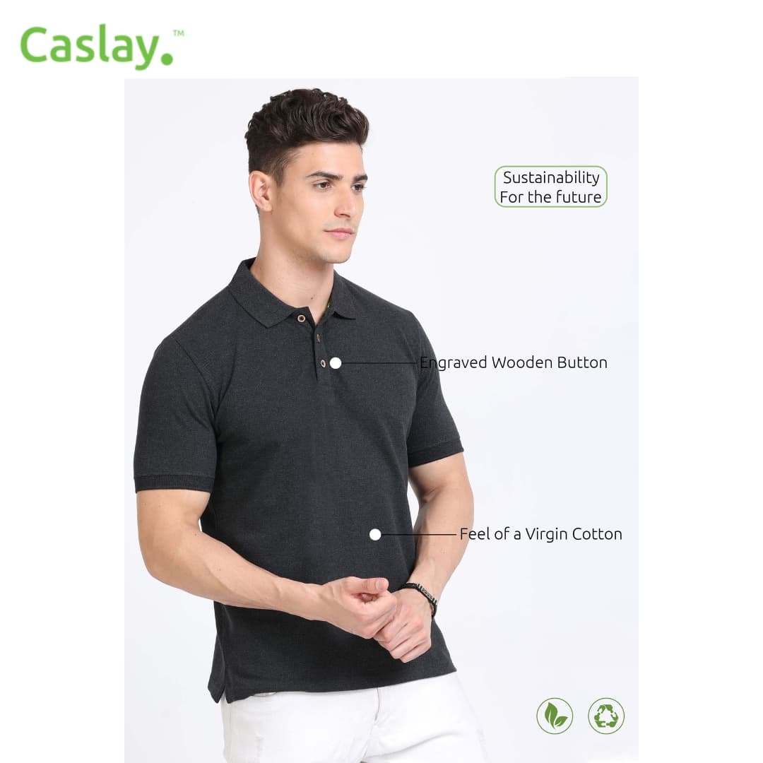 Caslay Polo T-Shirt - Charcoal Melange