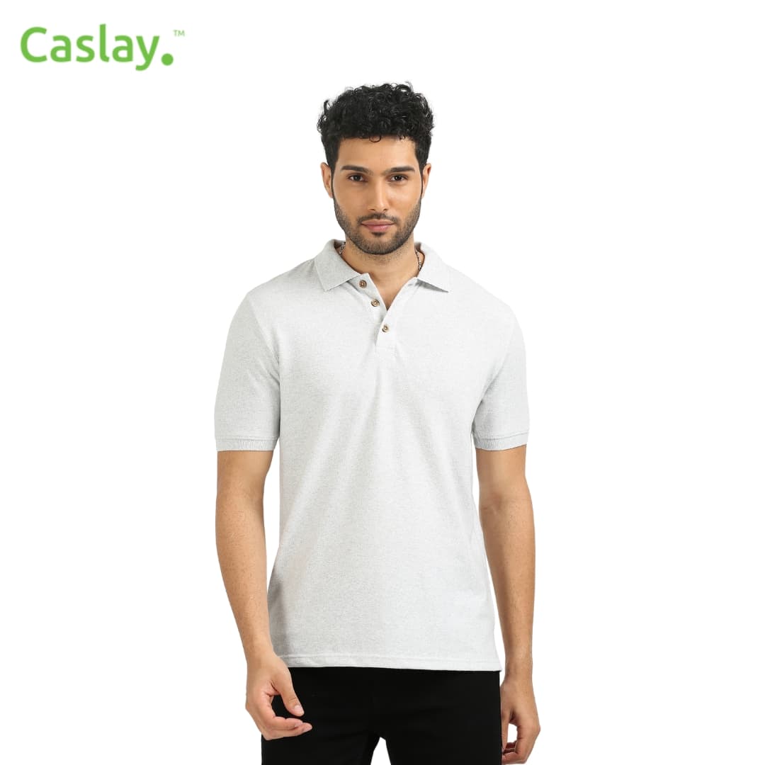 Caslay Polo T-Shirt - White Melange
