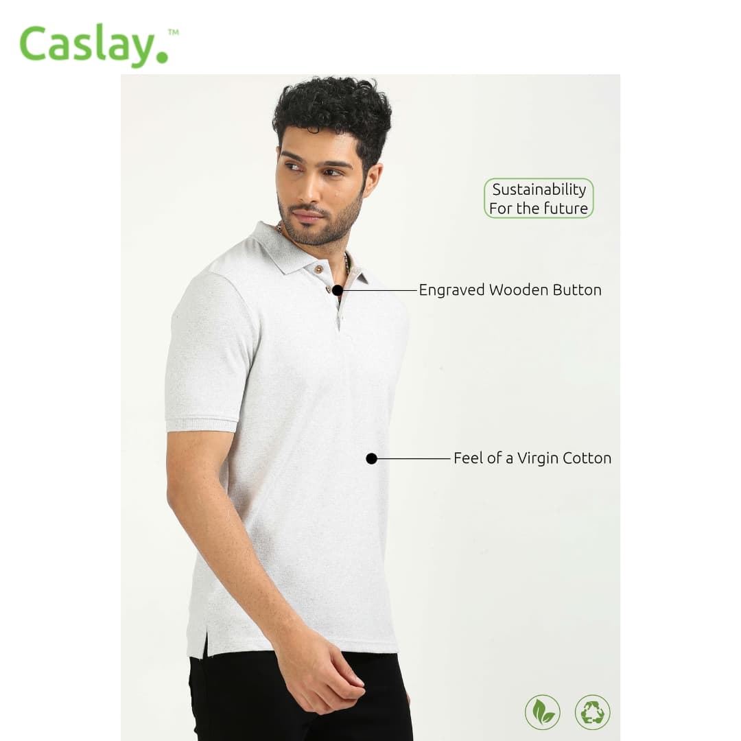 Caslay Polo T-Shirt - White Melange