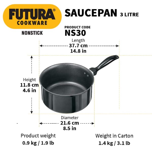 Hawkins Futura 3L Nonstick Saucepan