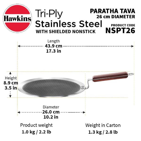 Hawkins 26 cm Non Stick Induction Paratha Tava