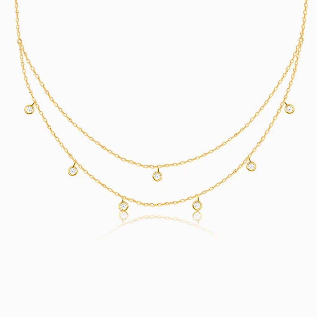 Golden Dual Layer Zircon Necklace