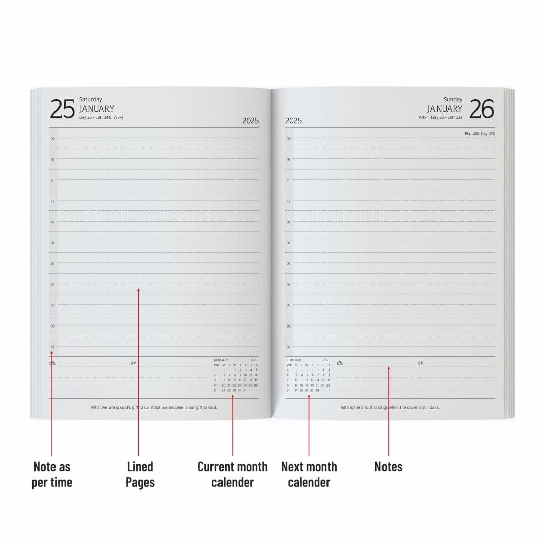 Anupam Peak Diary 2025 (80 GSM) B5 Grey