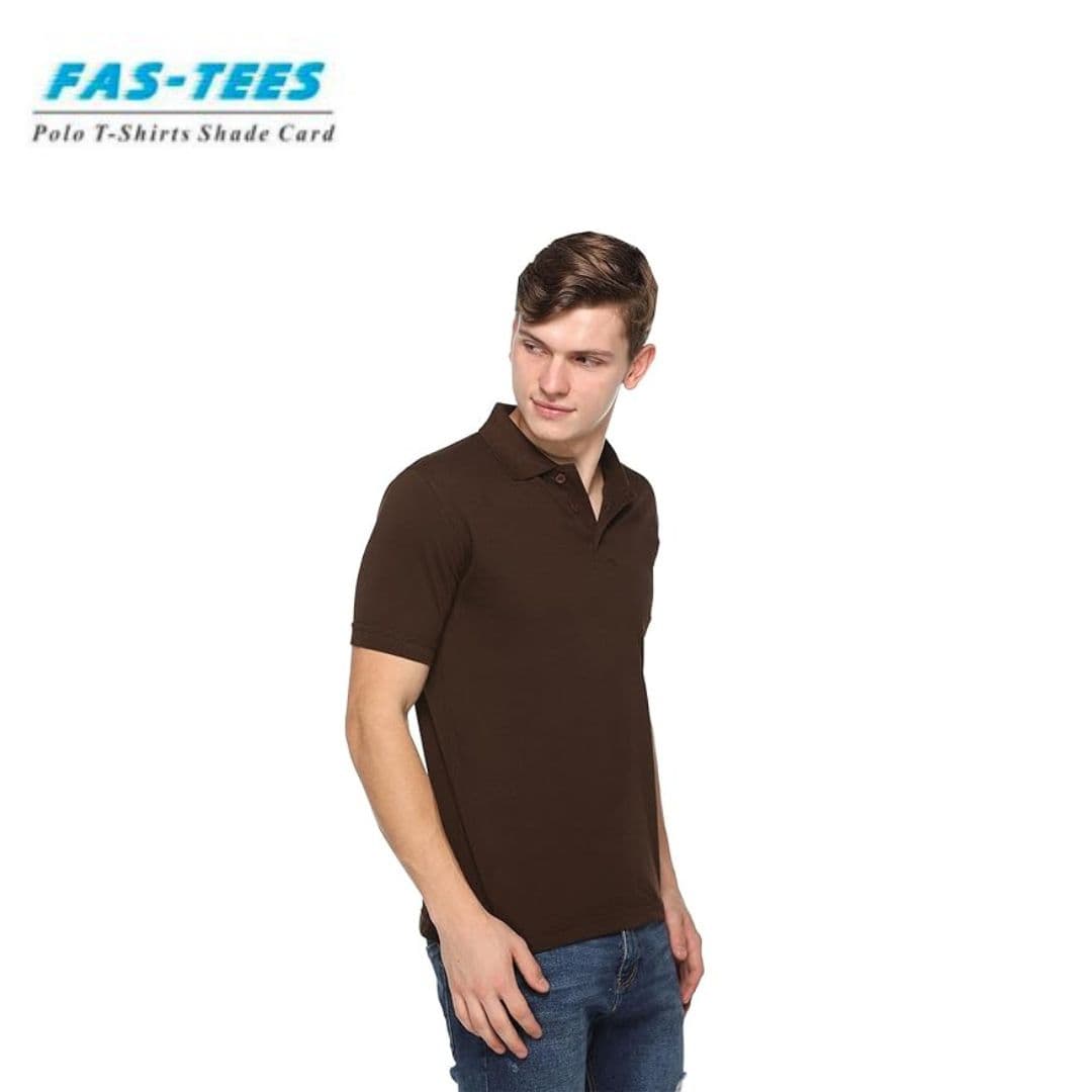 PIKMEE Men's FAS-TEES Polo T Shirt Chocolate Brown