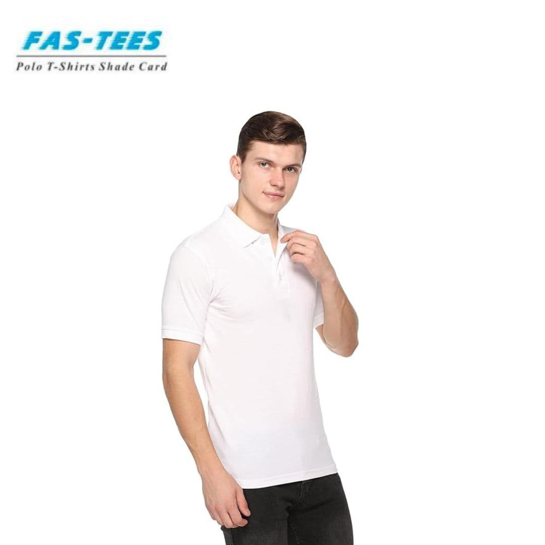 PIKMEE Men's FAS-TEES Polo T-Shirt - White - Breathable Cotton Blend - Modern Fit