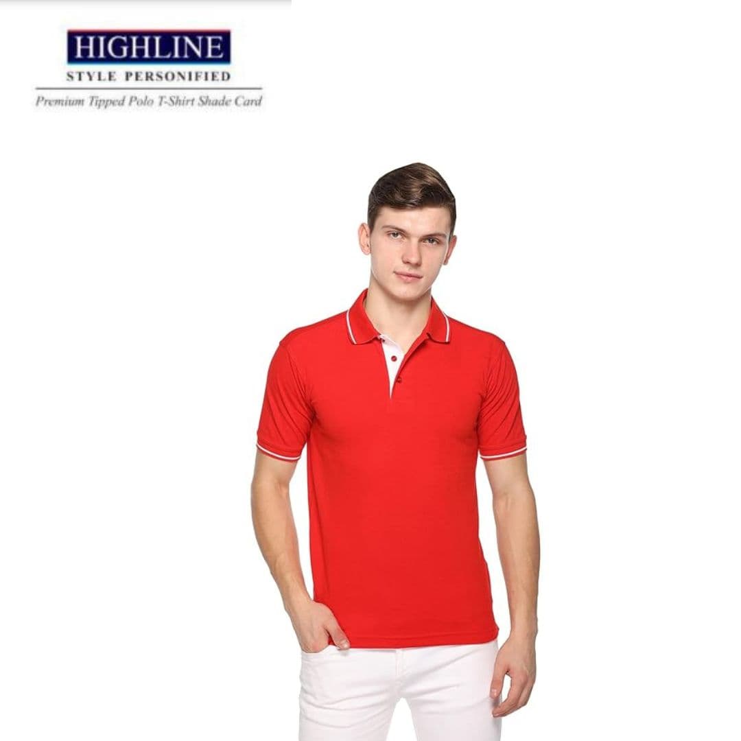 PIKMEE Men's HIGHLINE Polo T Shirt  Red White