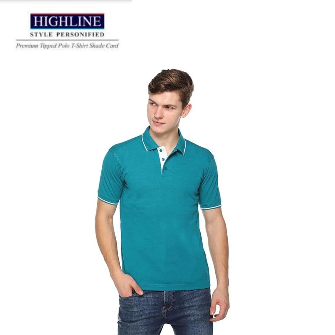 PIKMEE Men's HIGHLINE Polo T Shirt  T-Green White