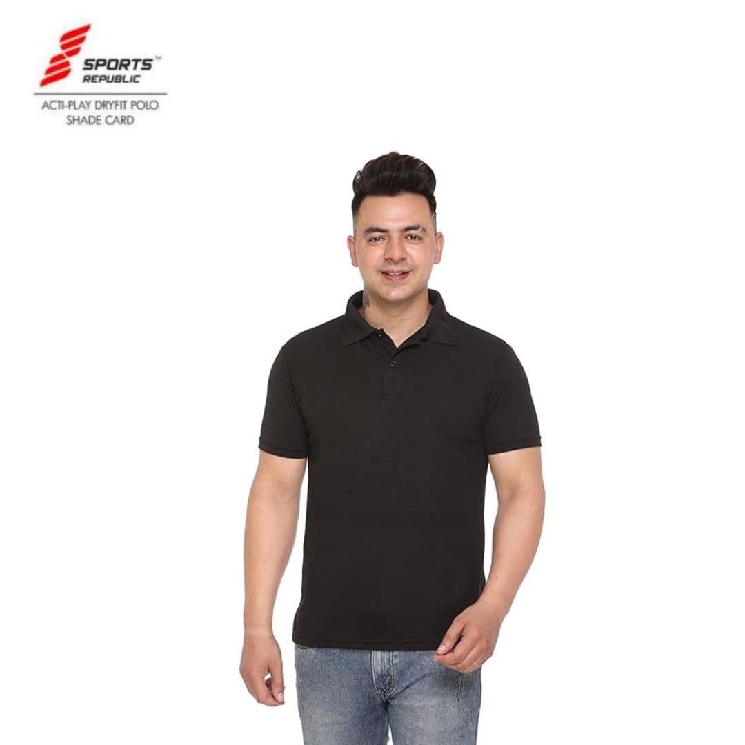 PIKMEE Men's SPORTS REPUBLIC Play  Polo T Shirt Black