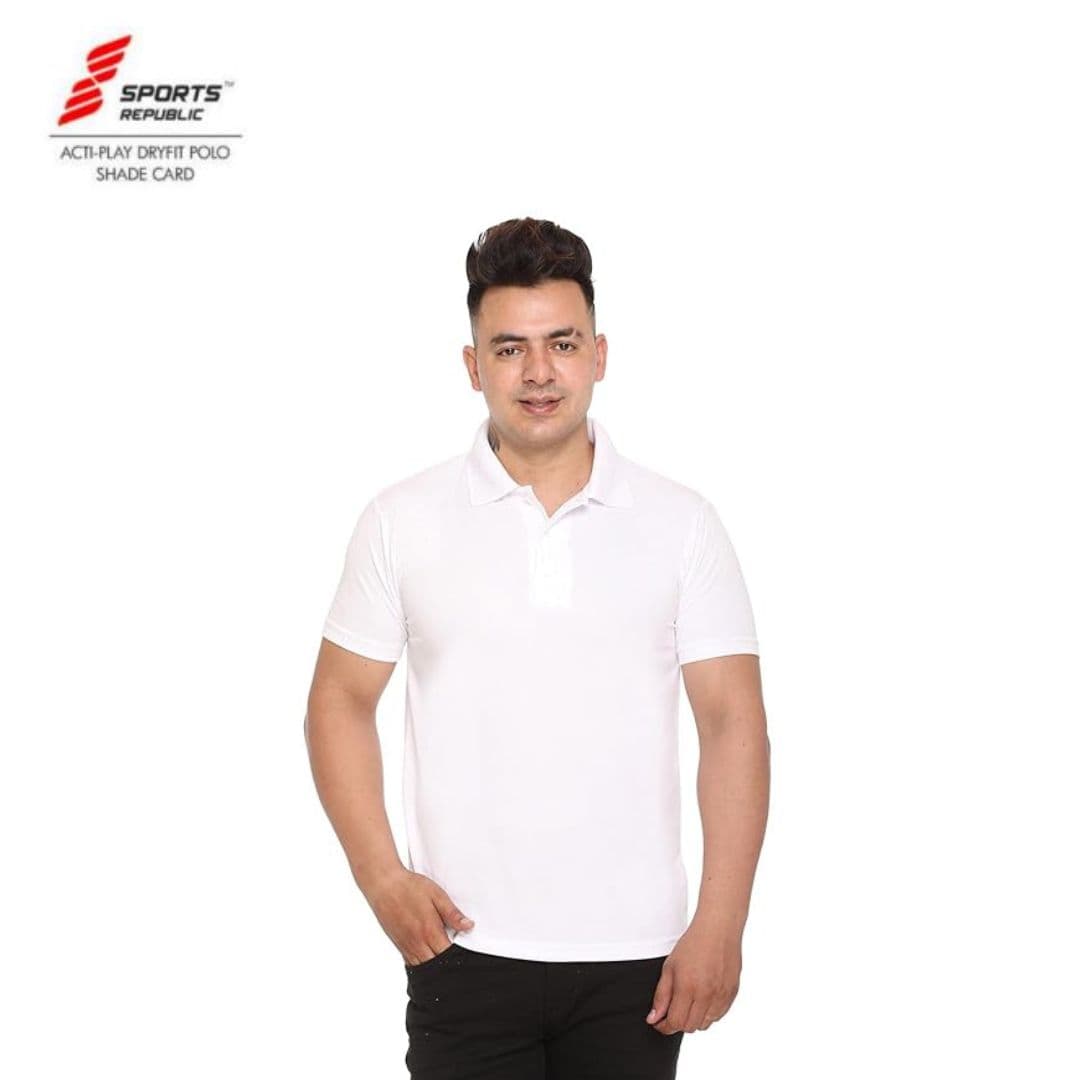 PIKMEE Men's SPORTS REPUBLIC Play  Polo T Shirt White