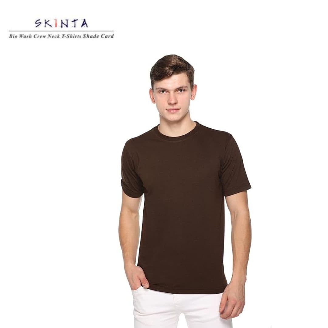 PIKMEE Men's SKINTA Crew T Shirt C-Brown