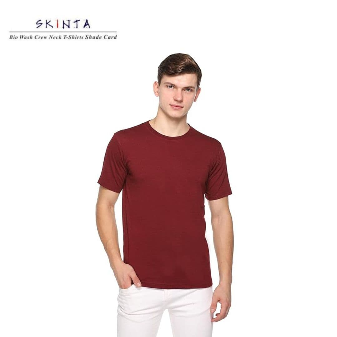 PIKMEE Men's SKINTA Crew T Shirt Maroon