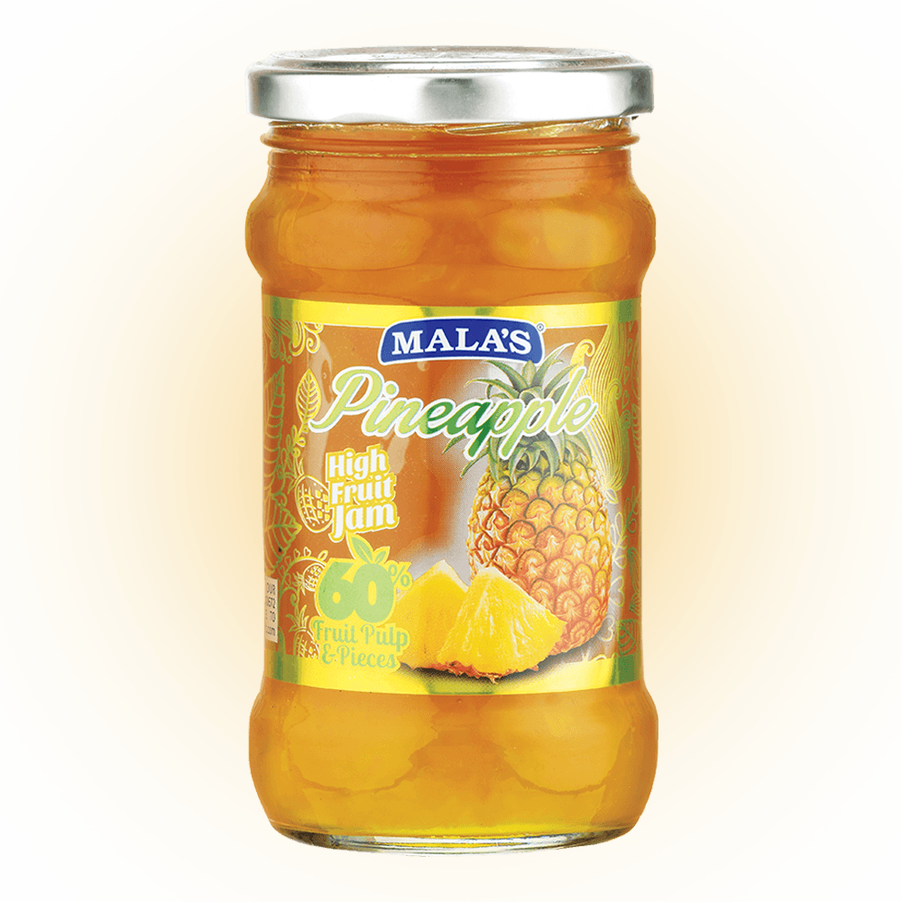 Mala's Pineapple High Fruit Jam 350gm Glass Bottle