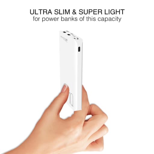 Powerup Trio Power 10000 mAh Li-Polymer Power Bank (White)