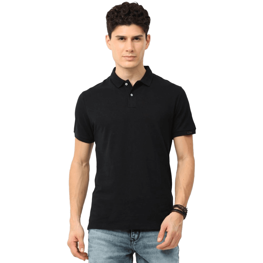 Rare Rabbit Polo Tee Black Cotton Regular Fit T Shirt