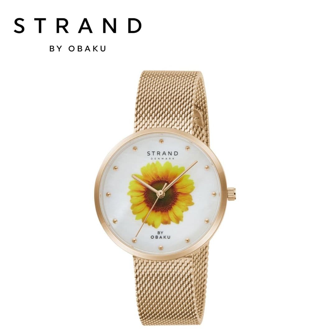 Strand By Obaku Sunflower Rose Quartz Multicolor Round Dial Women's Watch