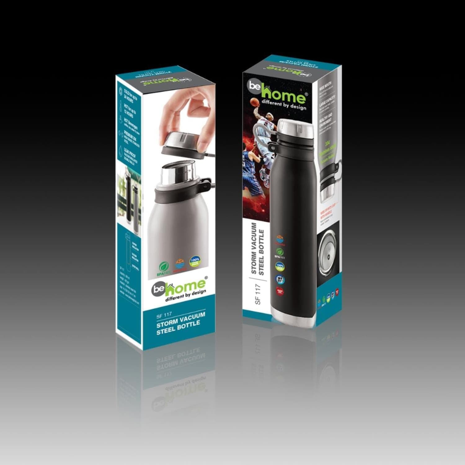 Behome Storm Vaccum Bottle Capacity 800Ml Black