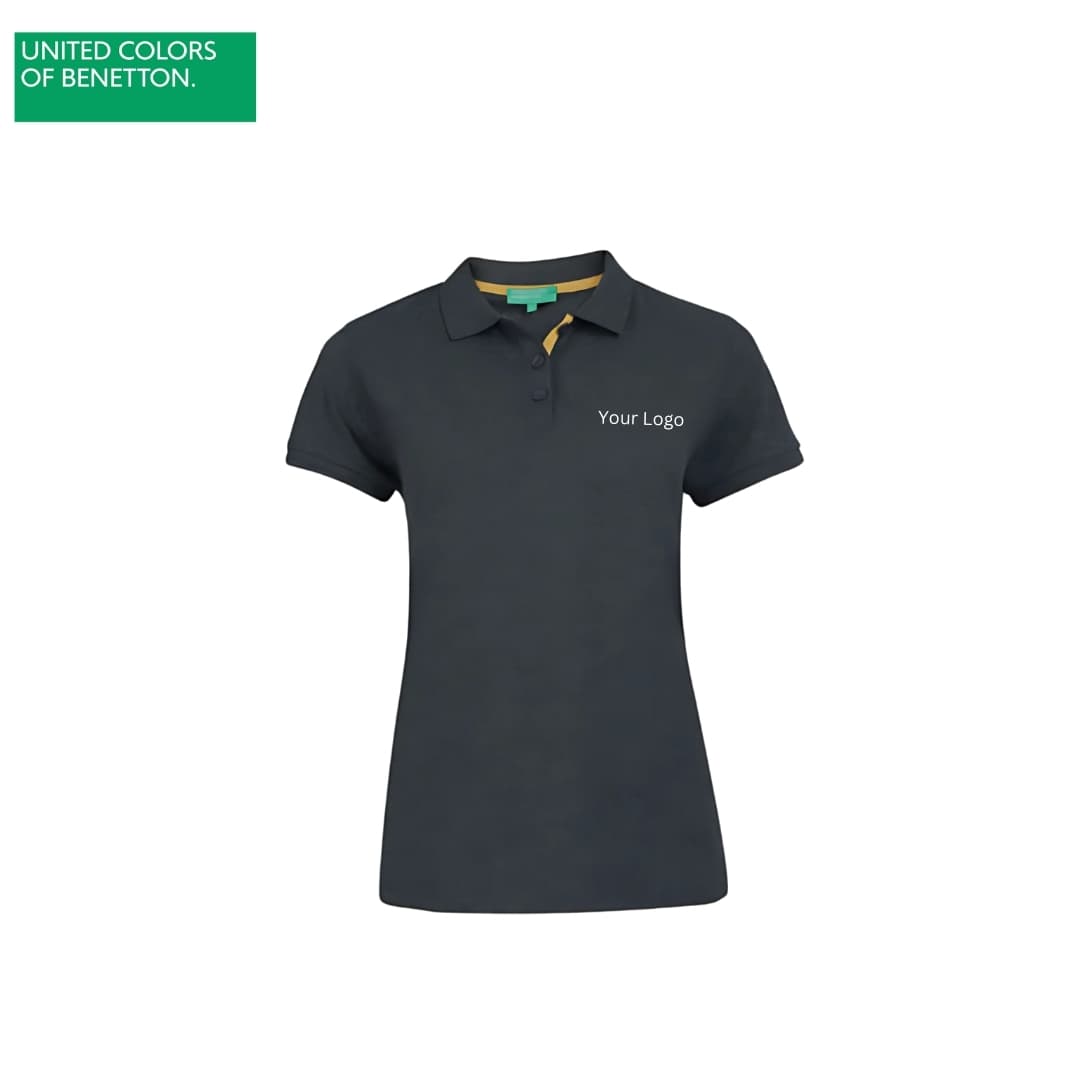 United Colors of Benetton Women's Grey Polycotton Polo T-Shirt